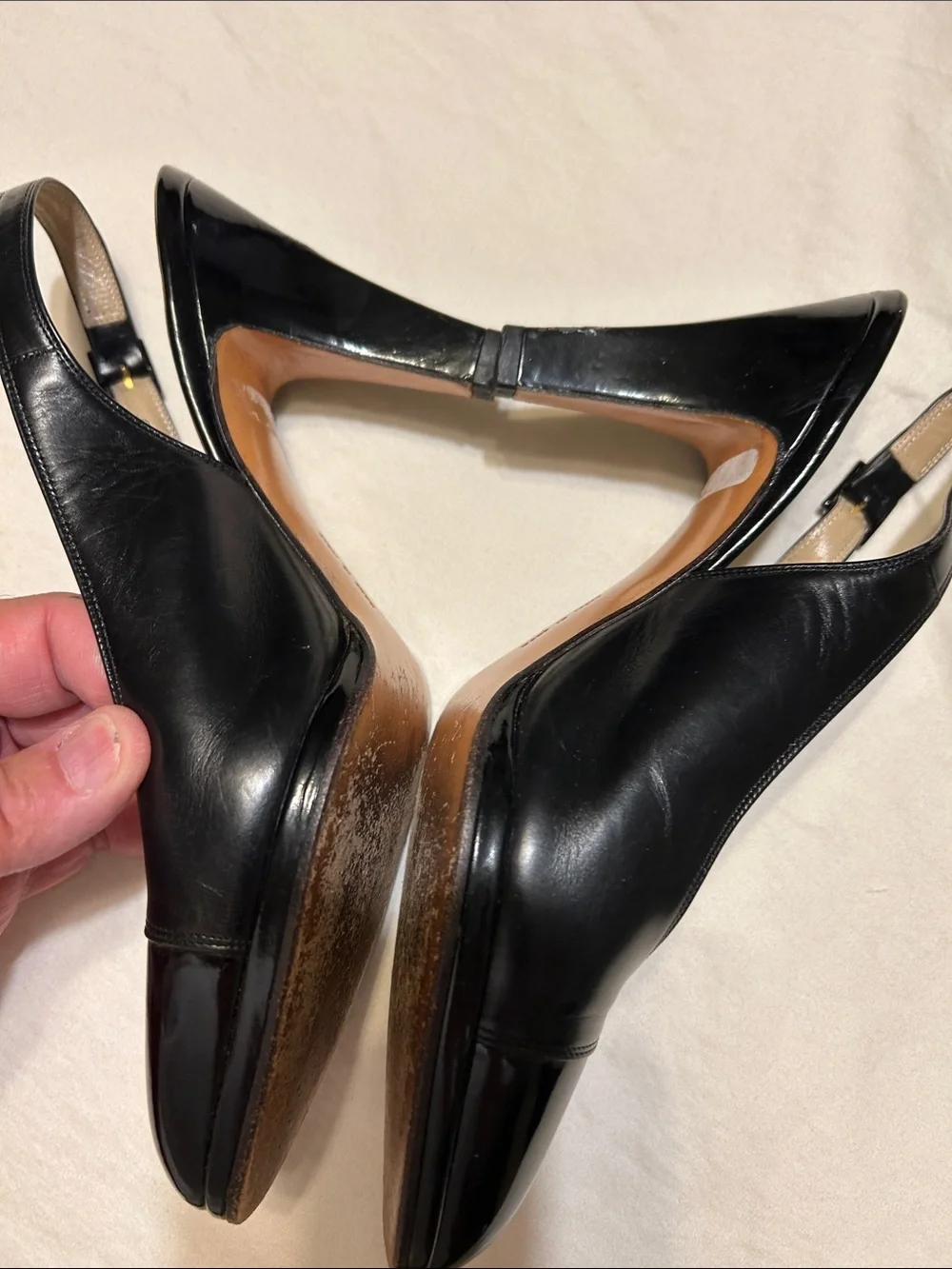 Salvatore Ferragamo Black Leather Slingback Pointed Pumps